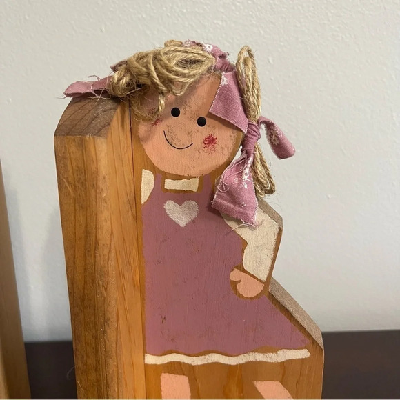 Handmade Wooden Bookends Little Girls - Picture 2 of 10
